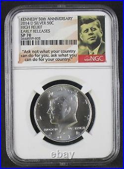 2014 Kennedy Silver 50th Anniv. High Relief Early Releases NGC PF70 SP70 PL