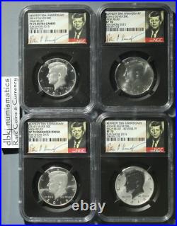 2014 Kennedy Silver Half Dollar 50th Anniversary 4 Coin Set NGC 70 JFK Label