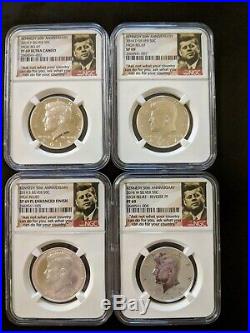 2014 PDSW 4 Coin Set Silver Kennedy 50th Anniversary HR, ER NGC PF69UC SP69PL