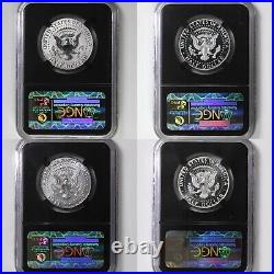 2014 P D S W 4 Coin Kennedy 50C NGC PF70 SP70 50th Anniv. Set Black Core Holders