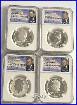 2014 P D S W 4 Coin Silver Kennedy Half Ngc Pf69 Sp69 Set 50th Anniversary Jfk
