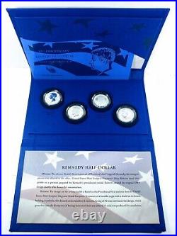 2014 P D S W Kennedy 50th Anniversary 4 Coin Set 90% Silver Half Dollars OGP