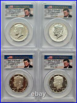 2014 P-S-W-D all 4 Mints PCGS 70 Set 4 Kennedy Half Dollar 50th Anniversary FS