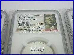 2014 SILVER Kennedy 50th Anniversary HIGH RELIEF 4 coins SP/ PF 70 NGC