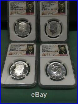 2014 Silver Kennedy 50C NGC PF69 50th Anniversary 4 Coin Set P D S W Ask Not
