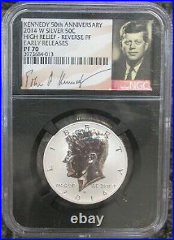 2014 Silver Kennedy 50th Anniversary Set High Relief Early Release PF / SP 70