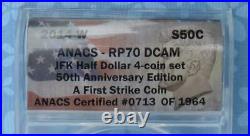 2014 W ANACS RP pr70 Deep Cameo Reverse Proof Silver Kennedy First Strike #1964