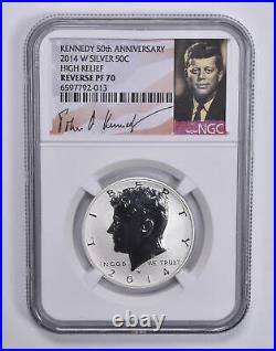 2014-W Reverse PF70 SILVER HR Kennedy Half Dollar 50th Anniversary NGC Sig Label