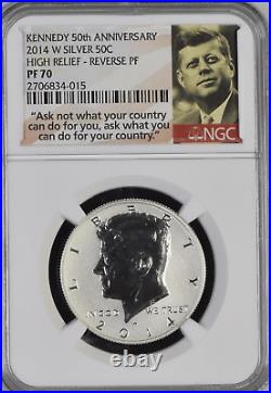 2014-W Reverse Proof High Relief Silver Kennedy Half Dollar NGC PF70