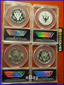 2014 W Reverse Proof Silver Kennedy 4 Coin Anacs Pr70 Sp70 50th Ann Set S D P