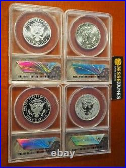 2014 W Reverse Proof Silver Kennedy 4 Coin Anacs Pr70 Sp70 Fs 50th Set S D P