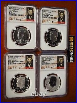 2014 W Reverse Proof Silver Kennedy 4 Coin Ngc Pf70 Sp70 Pl 50th Ann 4 Coin Set