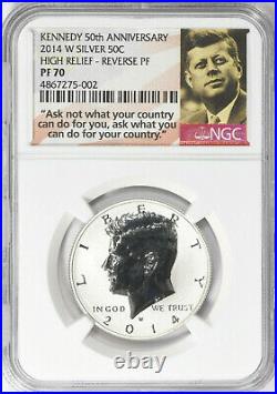 2014-W Silver Kennedy Half Dollar High Relief Reverse Proof NGC PF-70