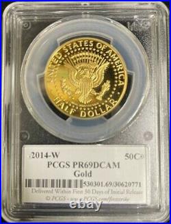 2014 w Kennedy Gold Half Dollar 3/4 Troy oz (. 9999) PCGS PR 69 DCAM First Strike