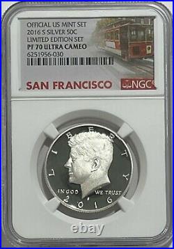 2016 S Proof Silver Kennedy Limited Edition Set Ngc Pf70 Ultra Cameo Low Pop Tl