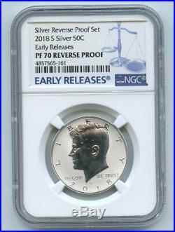 2018 S 50C Silver Reverse Proof Kennedy Half Dollar NGC PR70 Early Releases
