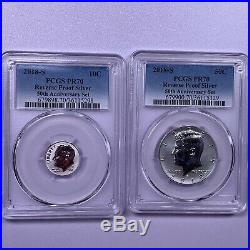 2018 S PCGS PR70 Reverse Proof Kennedy Half Dollar And Roosevelt Dime Silver Set