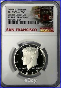 2018 S Proof Silver Kennedy Ngc Pf70 From Limited Edition Set Trolley Label
