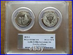 2019 S 50C Apollo Kennedy JFK 2-Coin Set PCGS PR70 & PR70DCAM FDOI Fred Haise