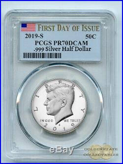 2019 S 50c Proof Kennedy PR70 DCAM First Day of Issue. 999 Silver- PRESALE