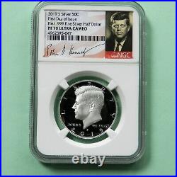 2019 S First. 999 Fine Silver Kennedy Half Dollar FIRST DAY OF ISSUE NGC PF 70 UC