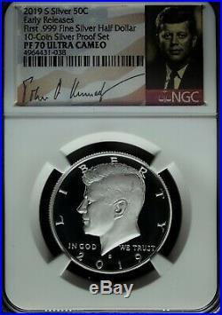 2019 S NGC PF 70 UCAM. 999 Silver Kennedy Half Dollar Early Release-Signature