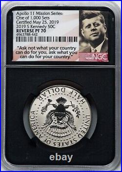 2019-S Silver Kennedy 50C NGC PF 70 ULTRA CAMEO's, Set of 4, Apollo 11 Series