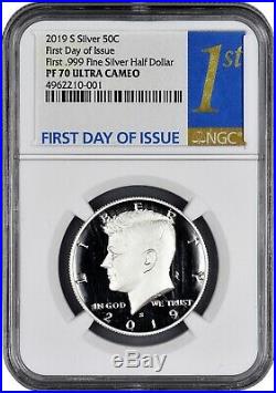 2019 S Silver Kennedy First. 999 Fine Silver 50c Ngc Pf70 First Day Of Issue