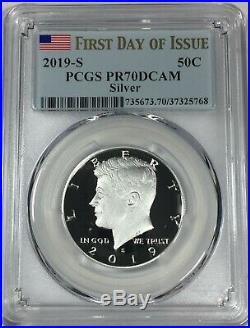 2019-s Pcgs Pr70 Dcam Kennedy Half Dollar. 999 Silver Proof First Day Issue Pf