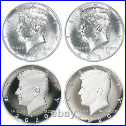 2020 P D S S Kennedy Half Dollar Year Set Silver & Clad Proof & BU US 4 Coin Lot