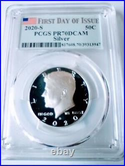 2020-S 50¢ Silver Kennedy Half Dollar PCGS PR70DCAM FDOI population (759)