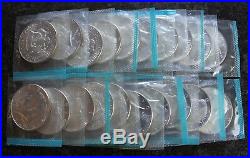 (20) 1964 P Kennedy Silver Halves 1 Roll 90% Silver Sealed Mint Cello