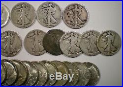 2 ROLLS 40% silver KENNEDY HALF DOLLARS plus 15 WALKING LIBERTY with 1916 1918