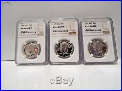 3 Coin Set 1967 SMS 50c Silver Kennedy Half Dollar NGC MS 67/66/65 Cameo