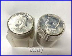 40 Total Coins 2 Rolls Of Us 40% Silver Clad Kennedy Half Dollars 5.92 Troy Oz