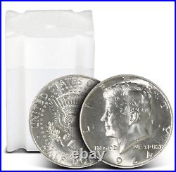 5 Roll Lot $10 1964 AU Kennedy Half-Dollars 90% Silver 20-Coin Roll