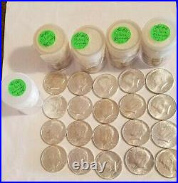 5 Rolls 1964 Kennedy Half Dollar Lot 100 Coins BU 90% Silver