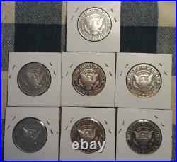 7 Coins 1992 1993 1994 1995 1996 1997 1998 S Silver PROOF Kennedy Half Dollars