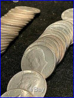 90% Silver 1964 Kennedy Half Dollars Roll of 20 $10 Face Value, from estate