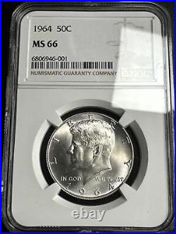 90% Silver 1964 NGC MS66 Kennedy Half Dollar High Grade
