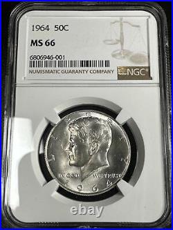90% Silver 1964 NGC MS66 Kennedy Half Dollar High Grade