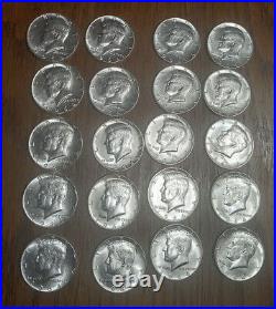 BU Unc 1964 Kennedy Half 90% silver Dollar Roll $10 2 20 P and DCoin Lot Silver