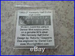 Daniel Carr 1963 D Kennedy Half Overstrike High Grade 90% Silver Mintage 223