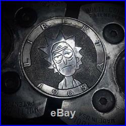 Hobo Nickel 1965 Kennedy half dollar silver hand carved Rick and Morty
