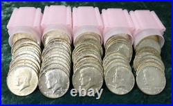 Kennedy 40% Silver Half Dollars, 5 Rolls, $50 Face, 14.79 oz ASW, 100 Coins