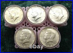 Kennedy 40% Silver Half Dollars, 5 Rolls, $50 Face, 14.79 oz ASW, 100 Coins