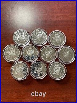Kennedy Haft Dollar Silver Proof BU 2000 -2009 10 Coins