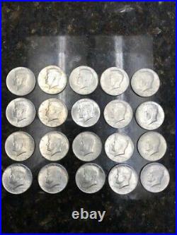 Kennedy Half Dollar Roll of 20, 90% Silver, All 1964, Average Circulated