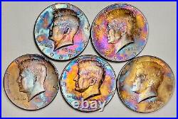 Kennedy Half Dollar Silver Roll 1 90% Rainbow Toned 19 40% (20) Silver Coin Lot