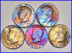 Kennedy Half Dollar Silver Roll 1 90% Rainbow Toned 19 40% (20) Silver Coin Lot